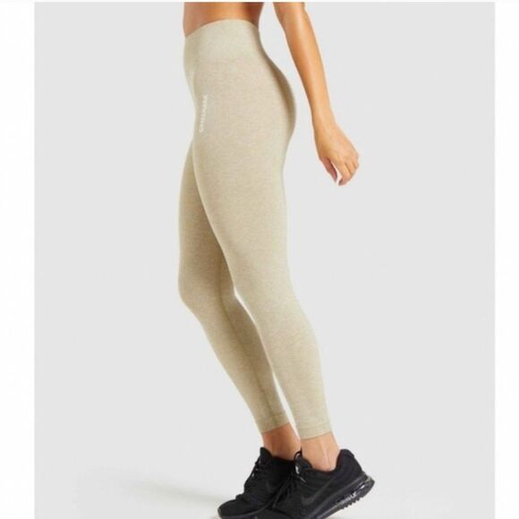 NEW NWT Gymshark Adapt Marl Seamless Leggings in Moss Grey/ Beige Sz Small - Picture 3 of 13